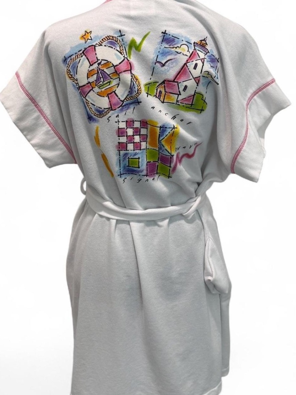 Vintage Secret Treasures Y2K Terry Cloth Beach Cover Up Robe White One Size
